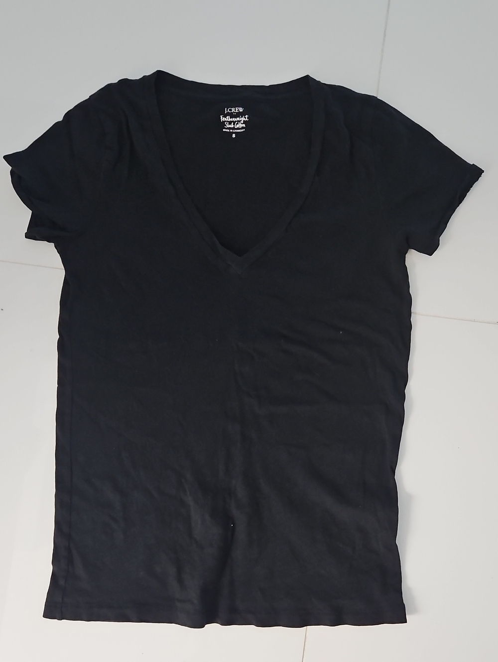 J. Crew Featherweight Black V-Neck Short Sleeve Tee
